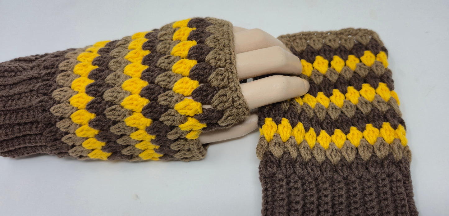 Honey Autumn Set – gehäkelte Mütze & Handstulpen (Unikat